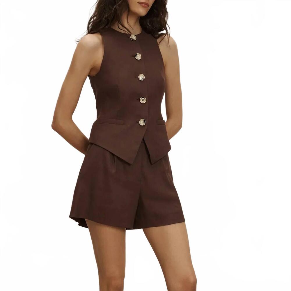 NEW VERONICA BEARD hartwell vest in dark mocha